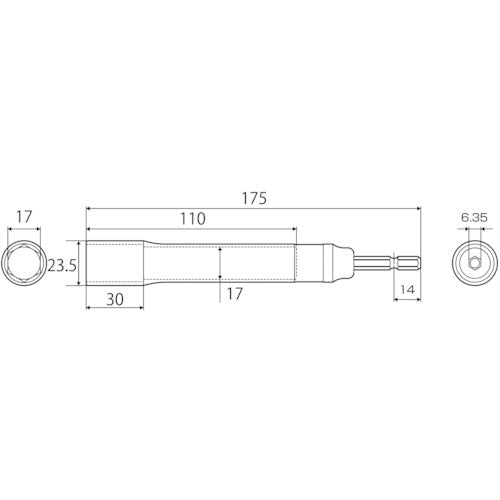 TOP 전동 드릴용 강축 소켓 롱 타입 17mm ETS-17L 1개