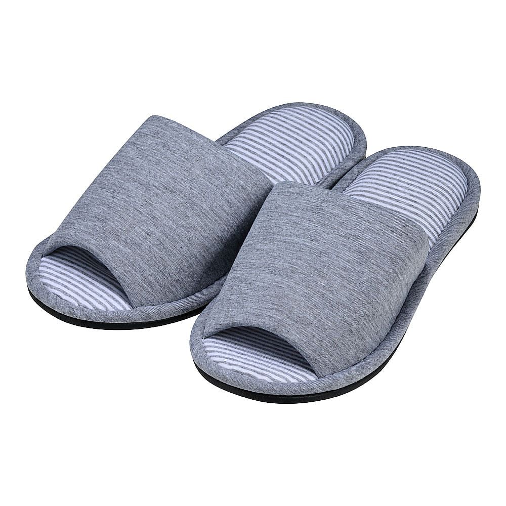 Striped knit LL size slippers, grey SSL2702, 1 pair