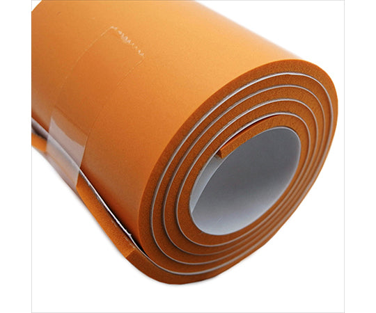 NR rubber sponge with tape, orange, 50mm x 2mm x 500mm, 1 sheet
