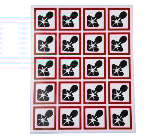 危険 & 警告ラベル 光沢重合体ビニル 黒, 赤, 白 40 x 40mm 1袋(20個入) 818-7736 1袋(20個入)