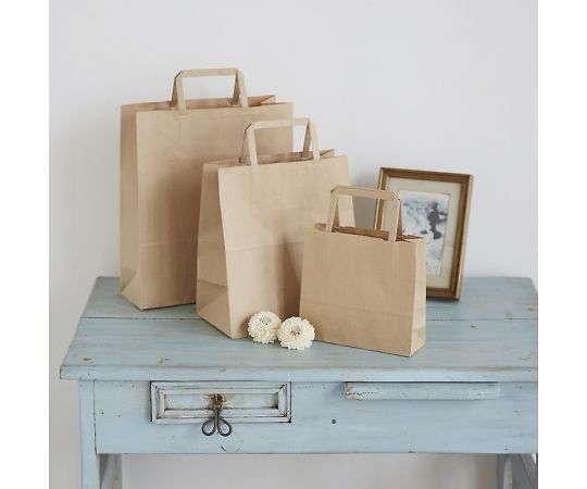 手提げ紙袋 25チャームバッグ 平手 26-4 未晒無地 50枚 003267401 1パック(50枚入)