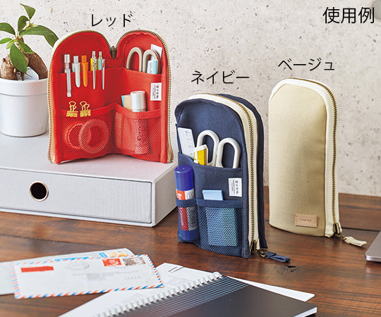 HINEMO 스탠드 펜 파우치 L 블랙 A-7903 1개