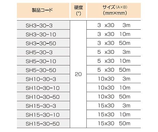 シリコンスポンジ角紐 5mm×30mm 10m SH5-30-10 1本