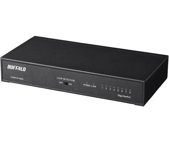 Gigabit 8-port switching hub with built-in power supply, metal case, magnet, black, LSW6-GT-8NS/BK, 1 piece