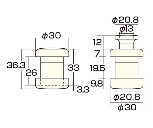 プッシュツマミ 30mm 金消 AP-331K 1個
