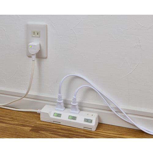 ELPA Corded Tap with Lightning Protection Switch, 3 Outlets, 2m, WLK-32S(W) 1 pc