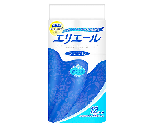 Elleair Toilet Tissue 55m Single 12 rolls x 6 packs 20823245 1 case (12 rolls x 6 packs)