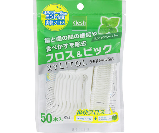 Clesh キシリトール フロス&ピック ミント 50本 1個(50本入)