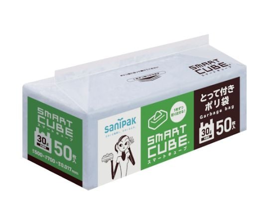 Garbage Bags Smart Cube with Handle 30L Semi-transparent 50 pieces SC39 1 bag (50 pieces)