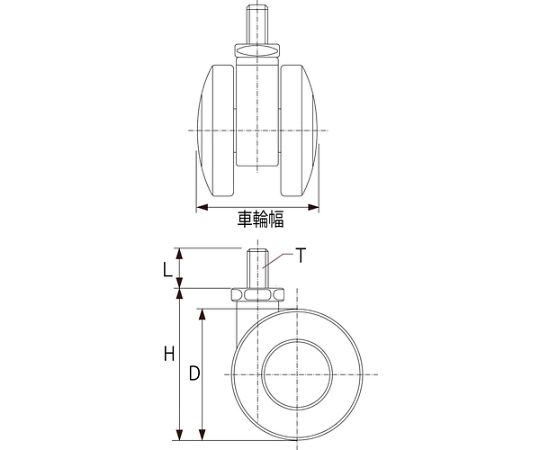 Screw-in twin wheel caster, nylon wheel, swivel, Φ40, M8, TDN40-M8, 1 piece