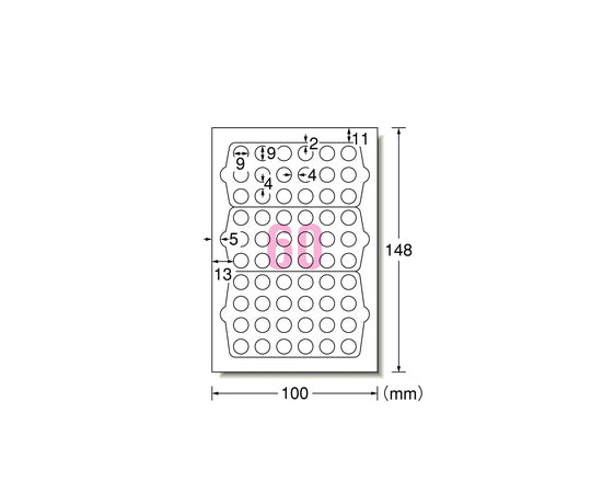 필기도 프린트도 할 수 있는 라벨 엽서 사이즈 원형 60면 9mmφ 1팩(12 시트입) 26101 1팩