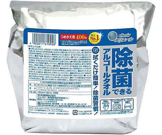 Elleair Disinfectant Alcohol Towel Refill 400 Sheets 833101 1 Pack