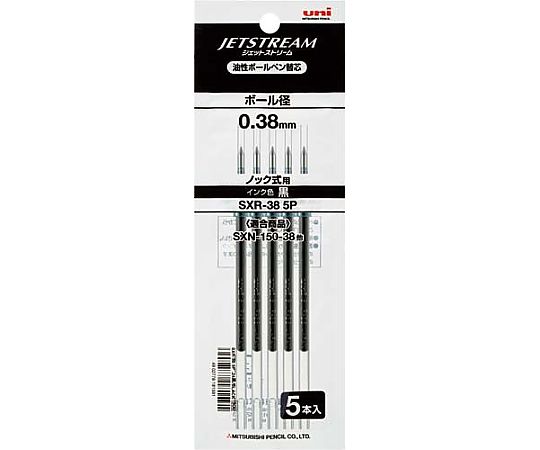 제트 스트림 단색용 대체심 0.38mm검정 5개 SXR385P.24 1팩(5개입)