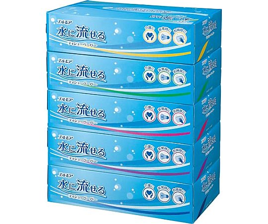 Elmore Flushable Tissues, 180 sheets, 5 boxes, 422281, 1 pack (5 boxes)