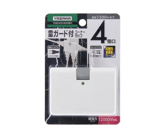 Strong lightning guard 4-outlet corner tap, white, Y02HCK400WH, 1 piece