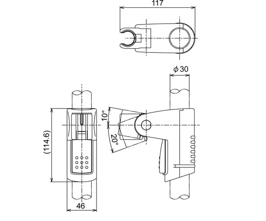 スライドシャワーフック Φ30用 クロムメッキタイプ Xタイプ用 R291CH-X 1個
