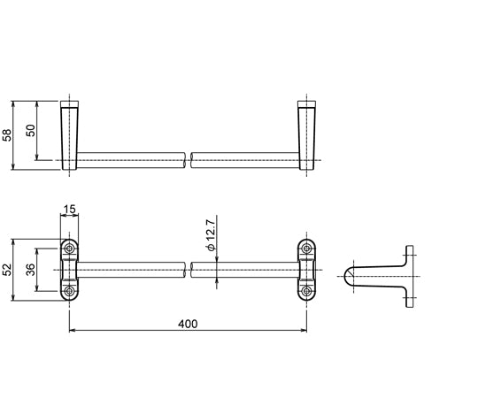 Towel rail Φ12.7×L400 Anodized clear finish R723 1 piece