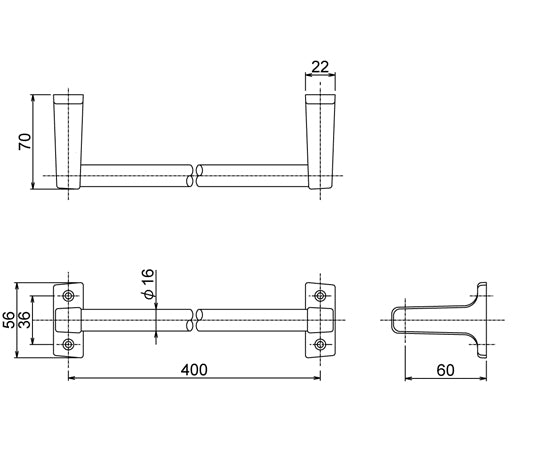 Towel rack Φ16×L400 R778 1 piece