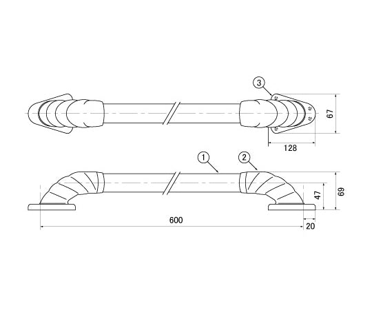 OMSORG Bath Handrail 600 10511642 1 piece