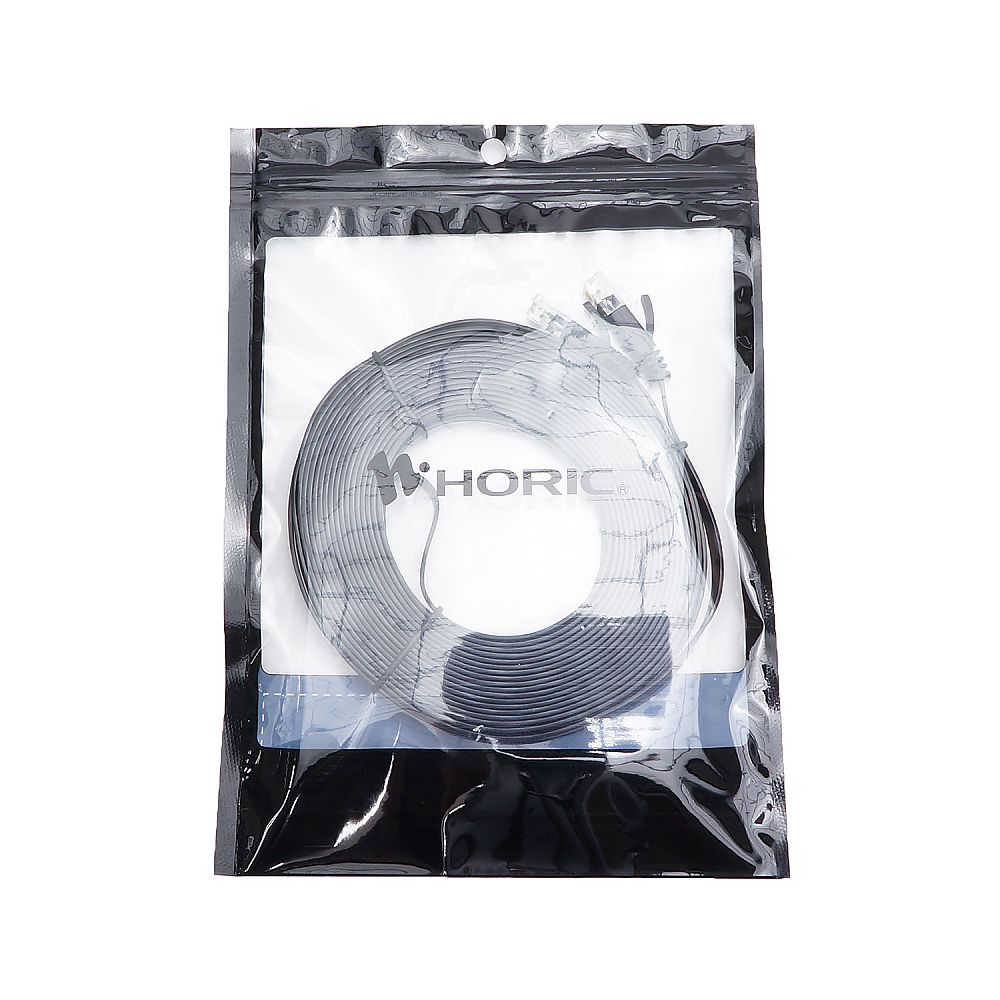 LAN cable UTP Category 6A Flat 10m Black LC100-576FB 1 piece