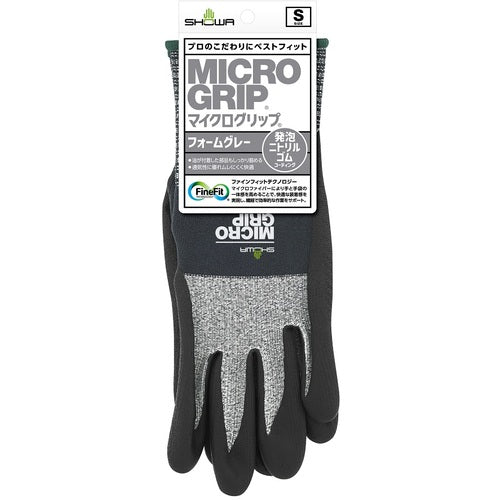 SHOWA 発泡ニトリルゴム背抜き手袋 NO381 マイクログリップ フォームグレー Sサイズ NO381TAGR-S 1 双