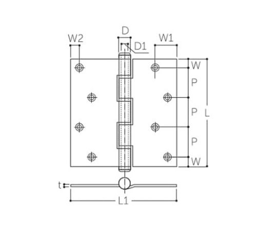 102x102mm Gisei Hinge (SUS304/Hairline) EA951HC-3 1pc