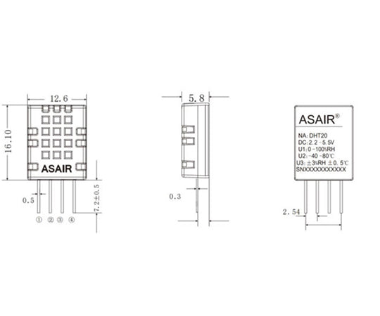 디지털 온습도 센서 KP-DHT20 1개