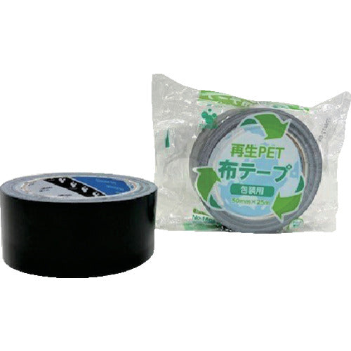 TERAOKA Recycled PET Cloth Tape No. 1605 Black 50mm x 25M 1605 BK 50X25 1 roll
