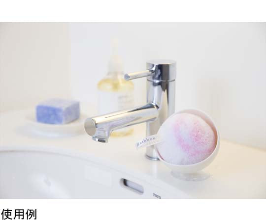 Bathbon-kun Antibacterial Wash Basin Cleaning Pompom with Case, Pink, 1 Piece