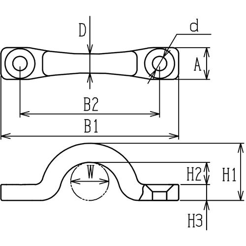 NISSA CHAIN Die-cast Eye Strap 6mm Matte Black B-1461 1 piece