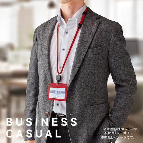 OP 매달아 명찰 릴식 가죽조 가로 명함 1장 블랙 NL-25P-BK 1장