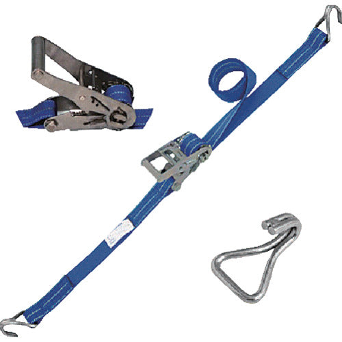 Shirai Belt Lashing (Ratchet Buckle Type, Stainless Steel) Beltight (R) Eco Mark Certified Product with Terminal Fittings and Stainless Steel Narrow Hook REK50LS6NH300S 1 Unit
