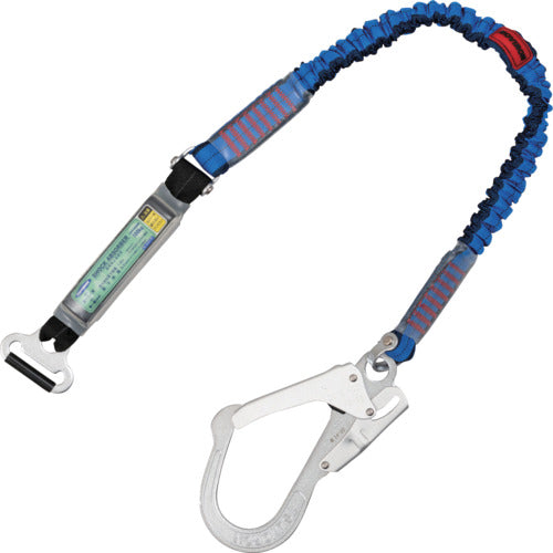 TSUYORON 胴ベルト型墜落制止用器具用副ランヤード(伸縮タイプ)ノビロン(BL)ショックアブソーバ+連結環FL−51・フックFS−93−1 D環止めなし 130KG対応型 TBL-AT-NV-S5931-BL-N-BP 1 本