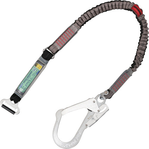 TSUYORON 胴ベルト型墜落制止用器具用副ランヤード(伸縮タイプ)ノビロン(SL)ショックアブソーバ+連結環FL−51・フックFS−93−1 D環止めなし 130KG対応型 TBL-AT-NV-S5931-SL-N-BP 1 本