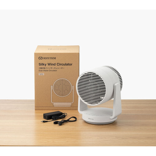 RHYTHM リズム サーキュレーター 40畳 自動首振り 小型 強力送風 衣類乾燥モード タイマー付き DCモーター 2重反転ファン ライトグレー 9ZFA39RH08 1 個