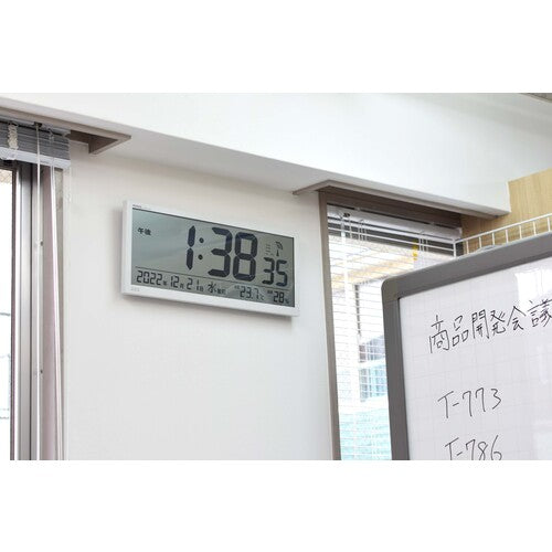 MAG 掛け時計 業務用 電波時計 デジタル 大型 グランタイム 時報付き 温度 湿度 日付 曜日 カレンダー 置き掛け兼用 ホワイト W−780WH−Z W-780 WH-Z 1 個