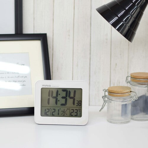 MAG 目覚まし時計 目覚まし時計 電波 デジタル ファルマン アラーム ライト スヌーズ 温度 日付 曜日 カレンダー ホワイト T−776WH−Z T-776 WH-Z 1 個