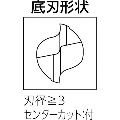 Mitsubishi K 2-blade carbide square end mill, semi-long blade length (J) 25 mm, C2JSD2500, 1 piece