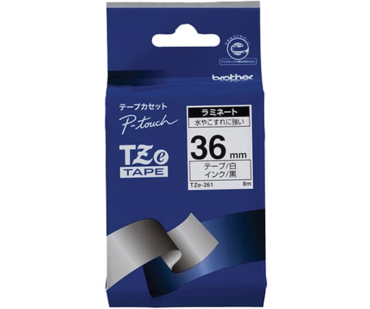 P-touch Laminated Tape Width 36mm (Black Text/White) TZe-261 1 Box