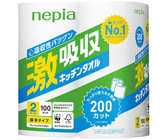 ネピア 激吸収キッチンタオル 2ロール 100カット 1個(2ロール入)