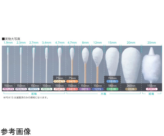 Sterile cotton swabs SP01s15-1 (300 bags) 1 box (1 swabs x 300 bags)