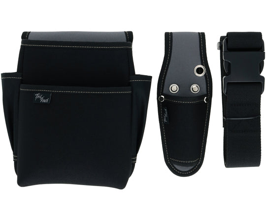 Electrician's tool belt bag 3-piece set, 2-tier, black, 1 piece (3-piece set)