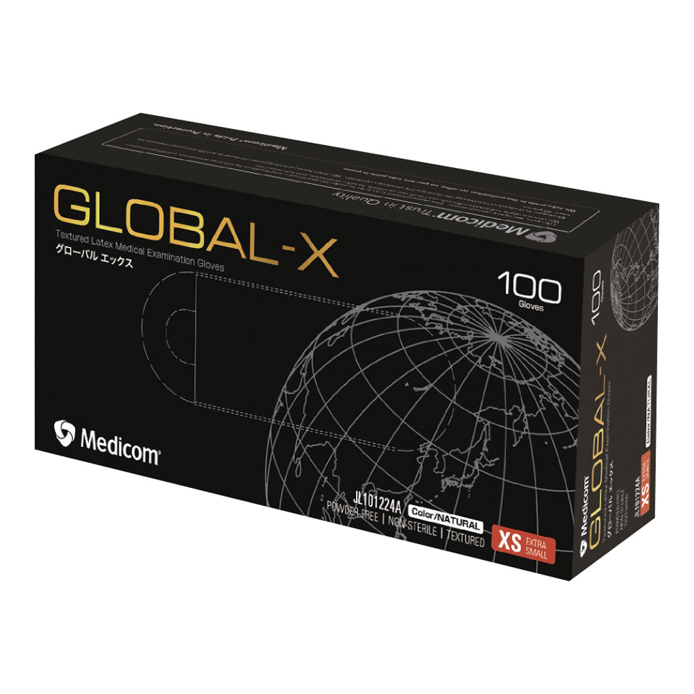 Global X Latex Gloves (Powder Free) XS 100 Gloves JL101224A 1 Box (100 Gloves)