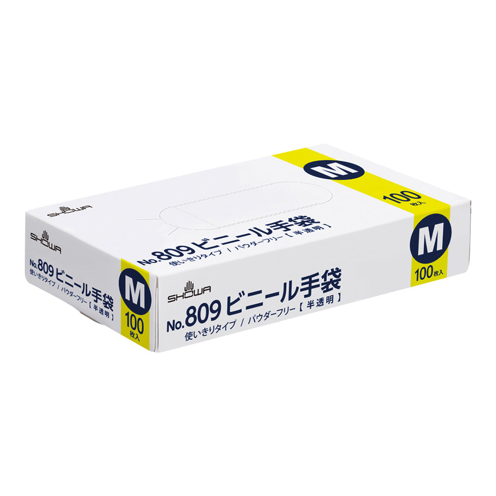 ビニール手袋 M 100枚入 809-M 1箱(100枚入)