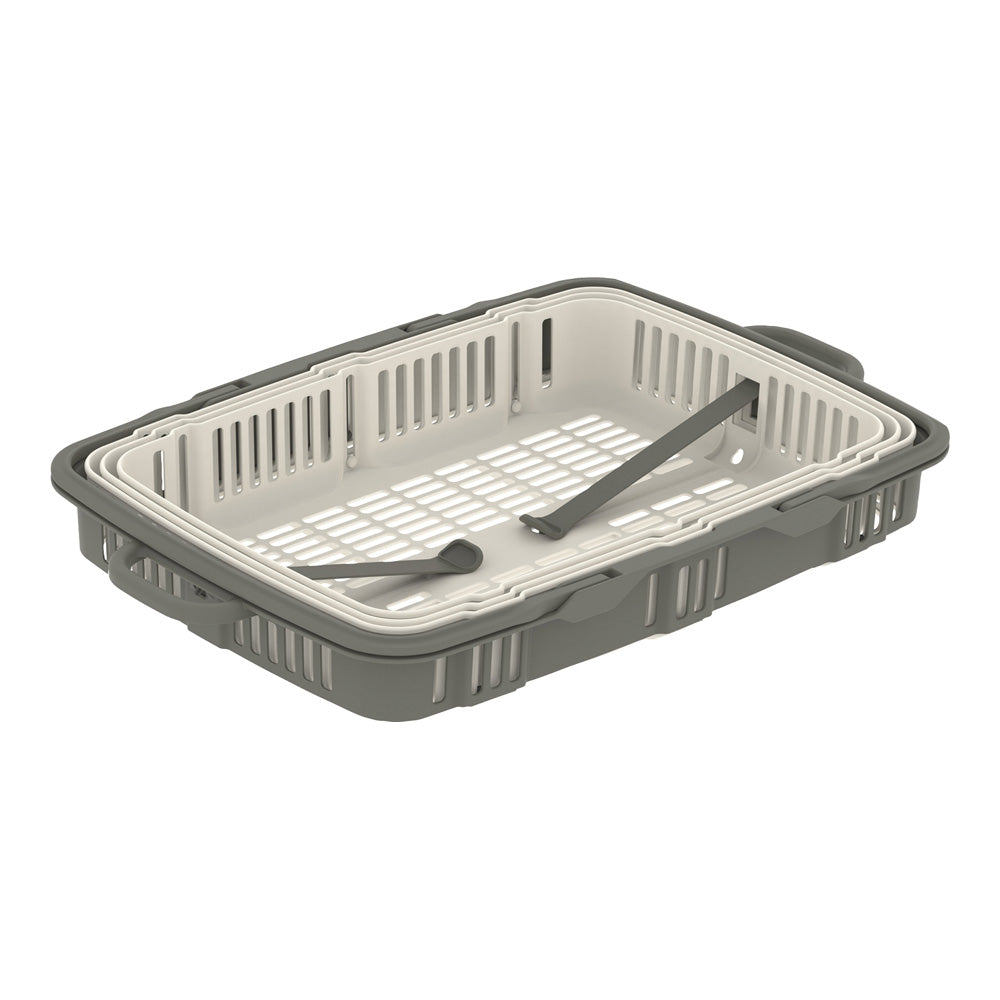 バスケット(折り畳み式) 570×361×237mm グレー/ホワイト 10306000GL803WHTSU 1個