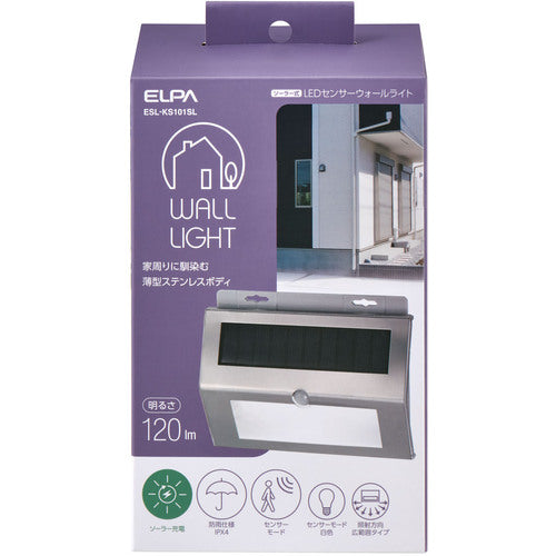 ELPA Outdoor Sensor Light Stainless Steel Wall Light Thin ESL-KS101SL 1 Unit
