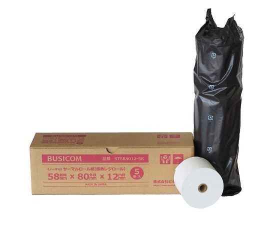 BUSICOM 써멀롤지(감열레지롤) 영수증용 58mm폭 58×80×12mm 5권입 ST588012-5K 1개