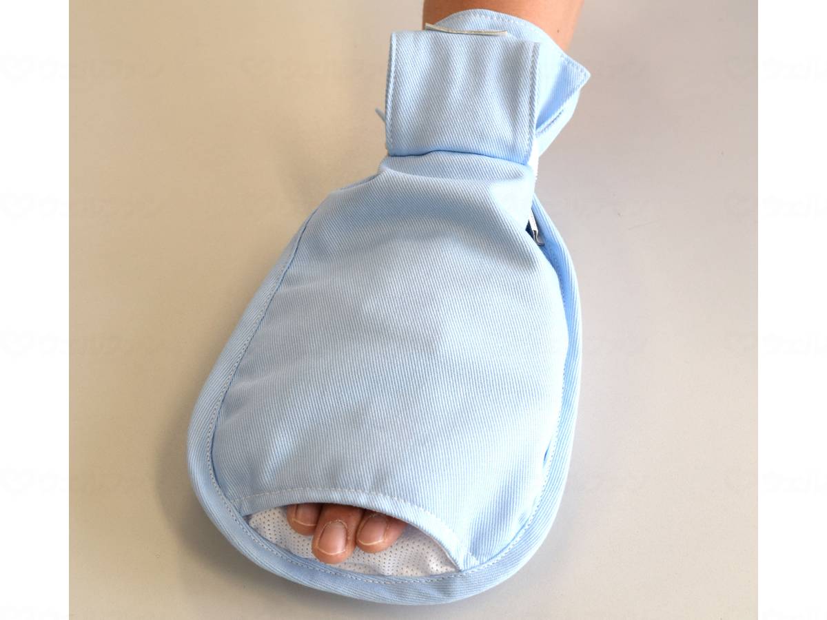 特殊衣料まもっ手 無地 指先オープン(ストロービーズ) ブルー フリー