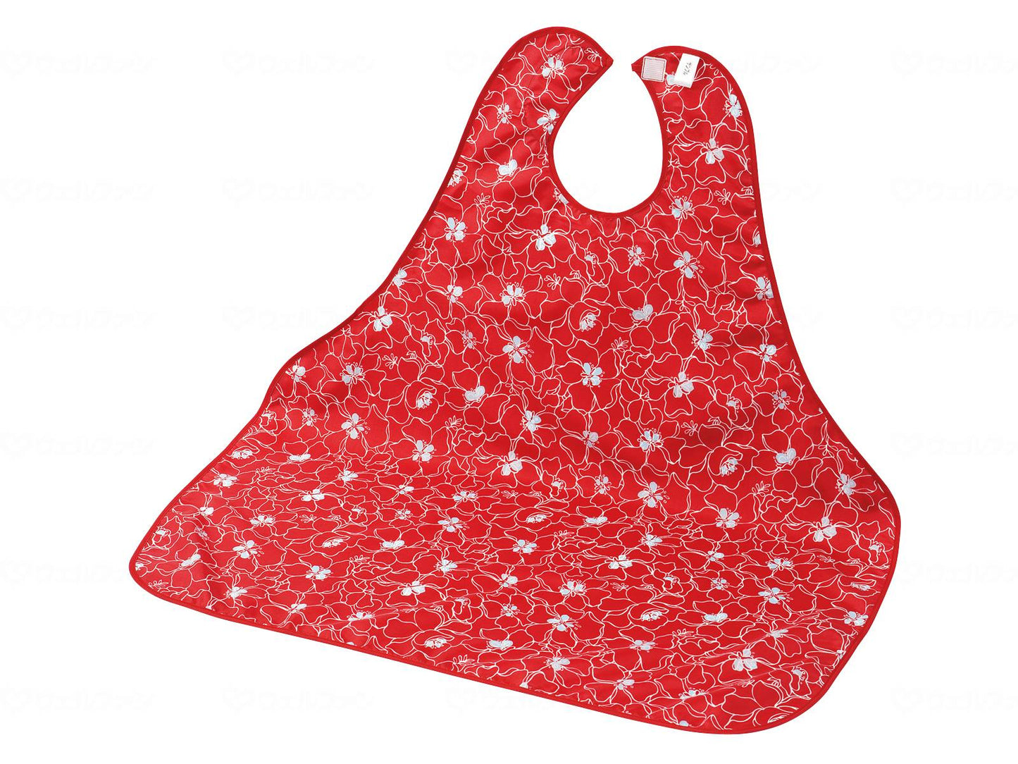 ピジョンタヒラ肩まわりすっきり食事エプロン ハイビスカス赤