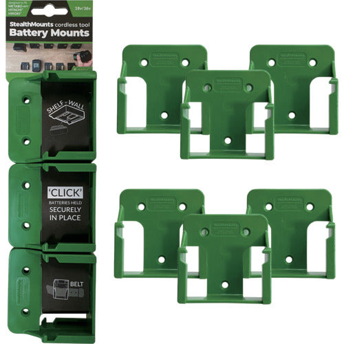 ステルスマウント バッテリーマウントハイコーキ/メタボHPT/ヒタチ18V用(6個入り)グリーン BM-MHH18-GRN-6 1 個